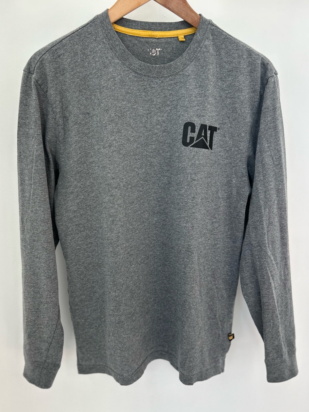 Caterpillar CAT Long Sleeve T-Shirt Gray Logo Workwear Men’s Small